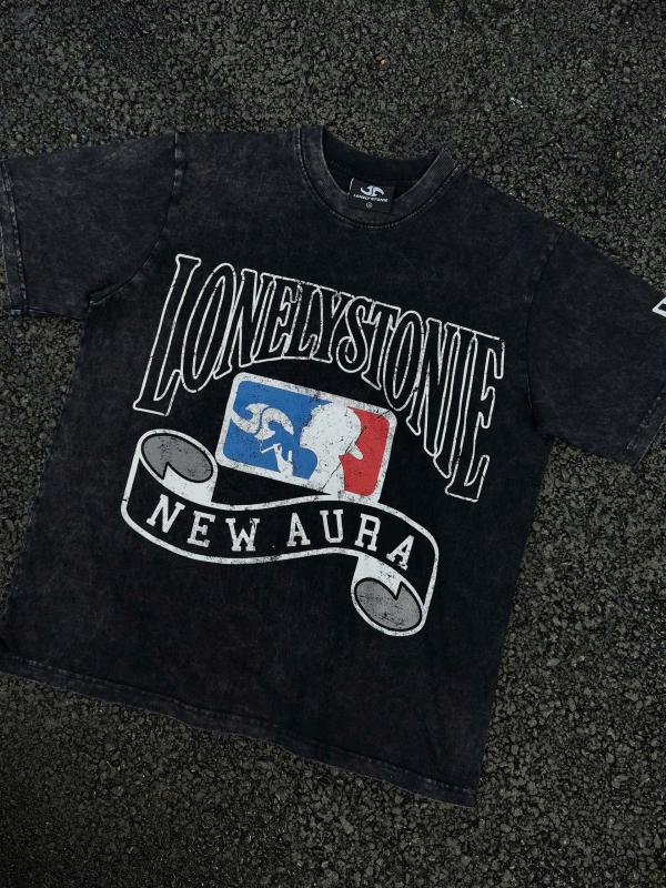 “NEW AURA” WASHED BLACK TEE