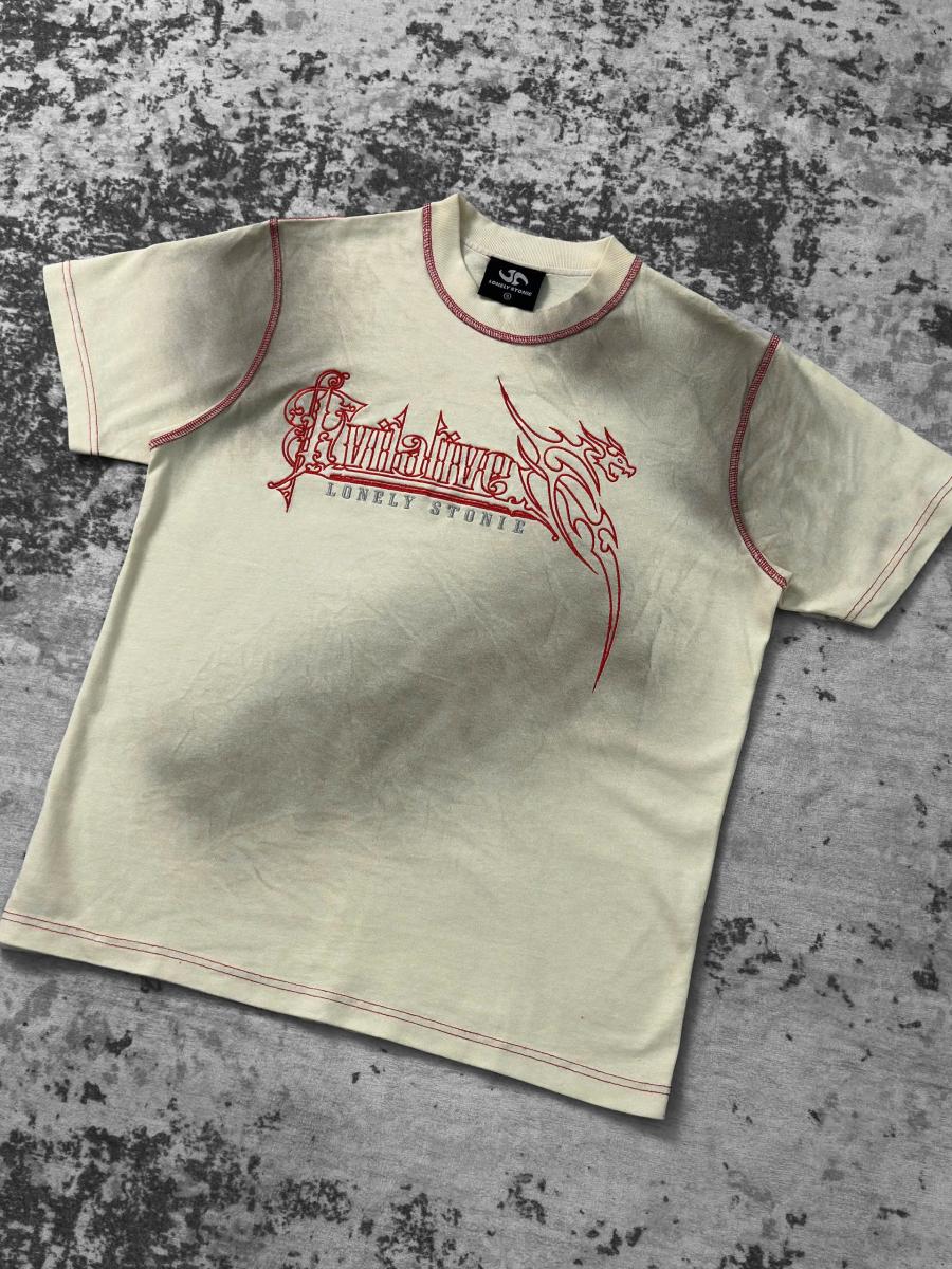 BLOOD WASHED BEIGE TEE - 1