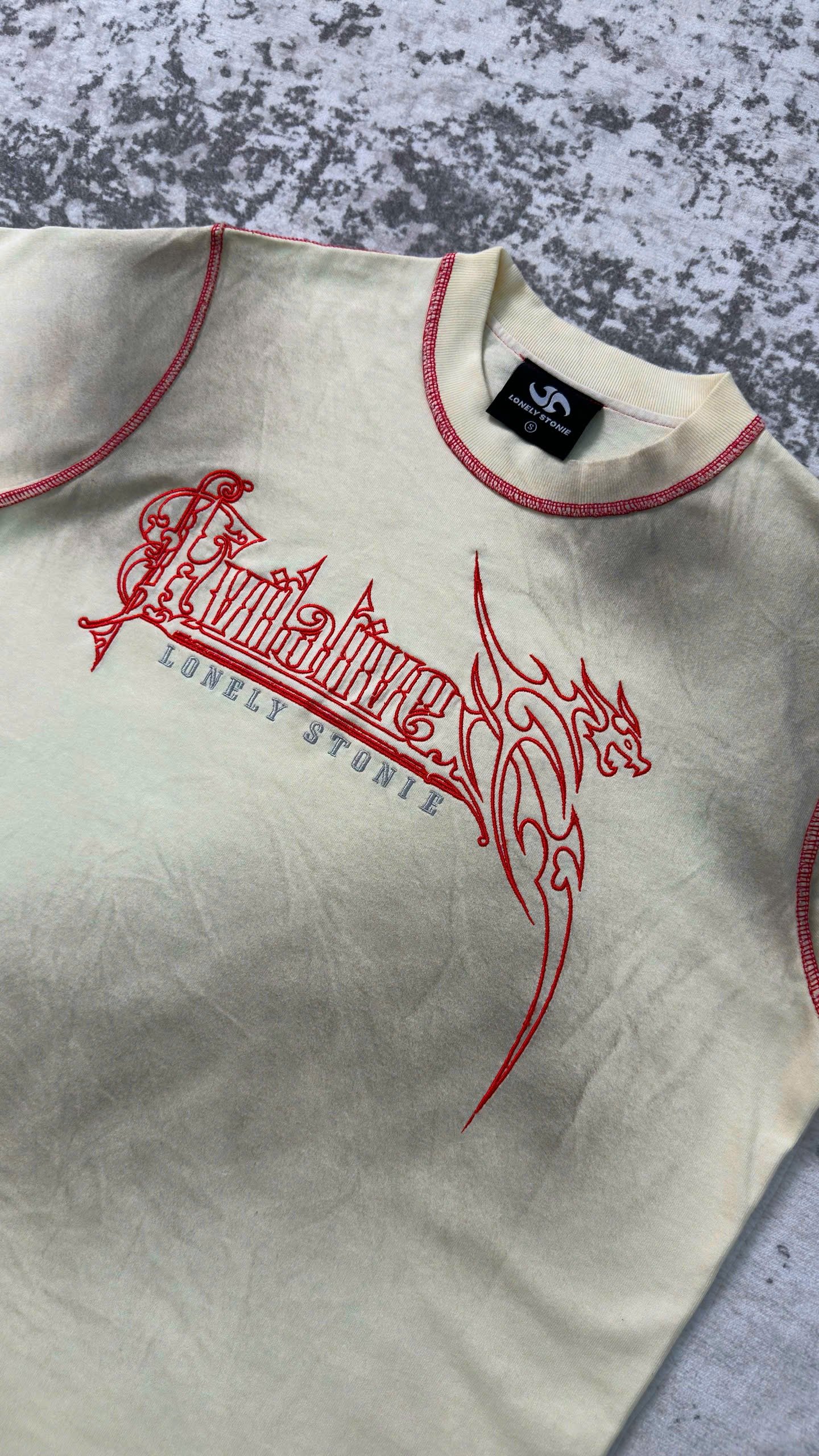 BLOOD WASHED BEIGE TEE - 2