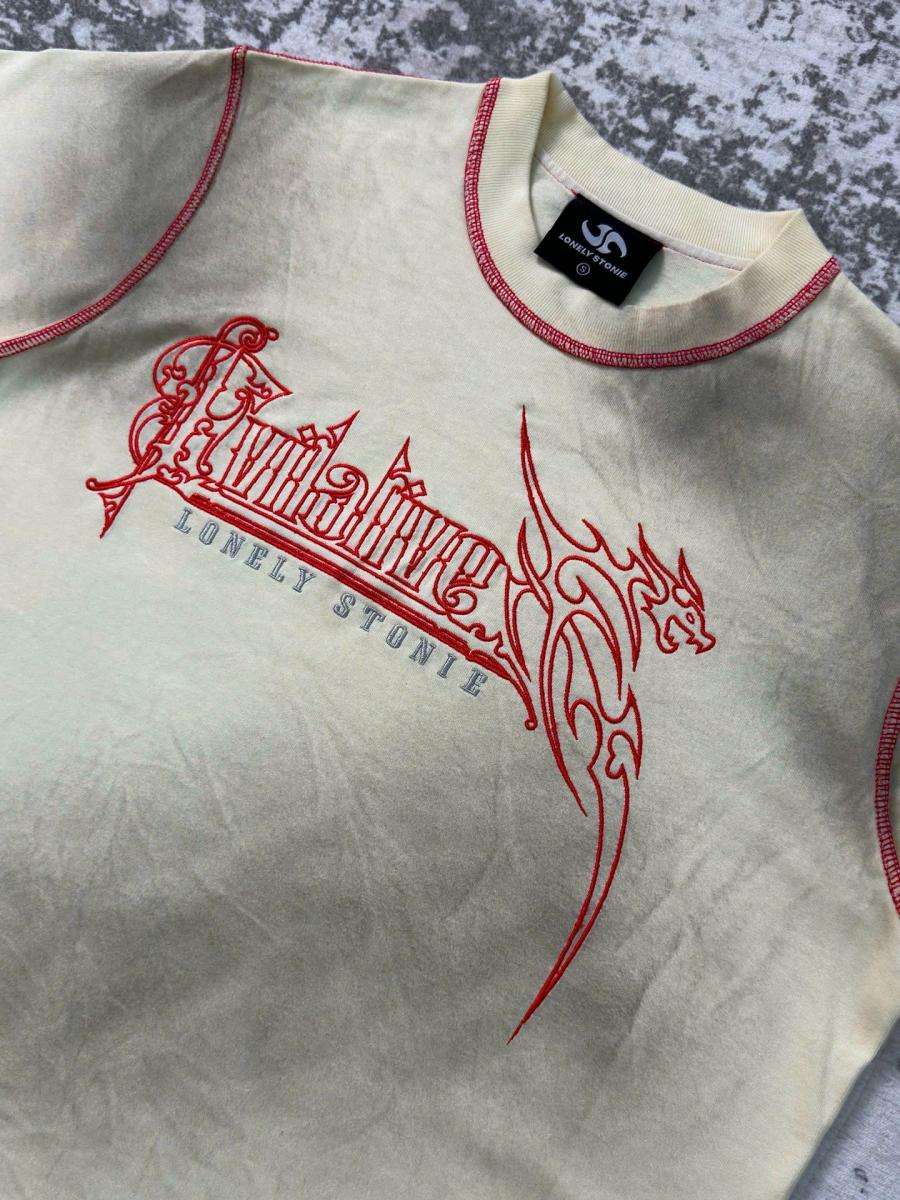 BLOOD WASHED BEIGE TEE - 2