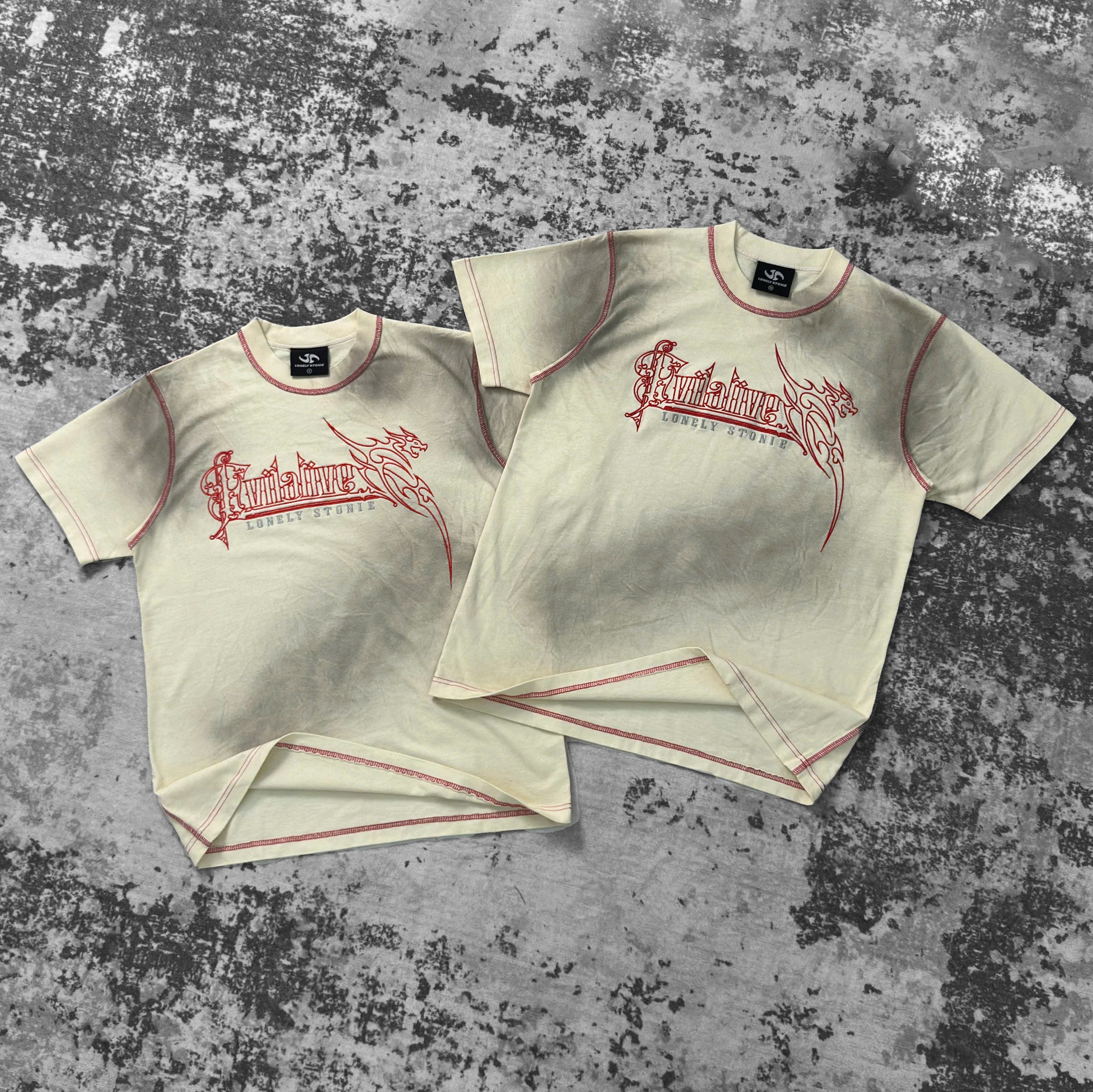 BLOOD WASHED BEIGE TEE - 3