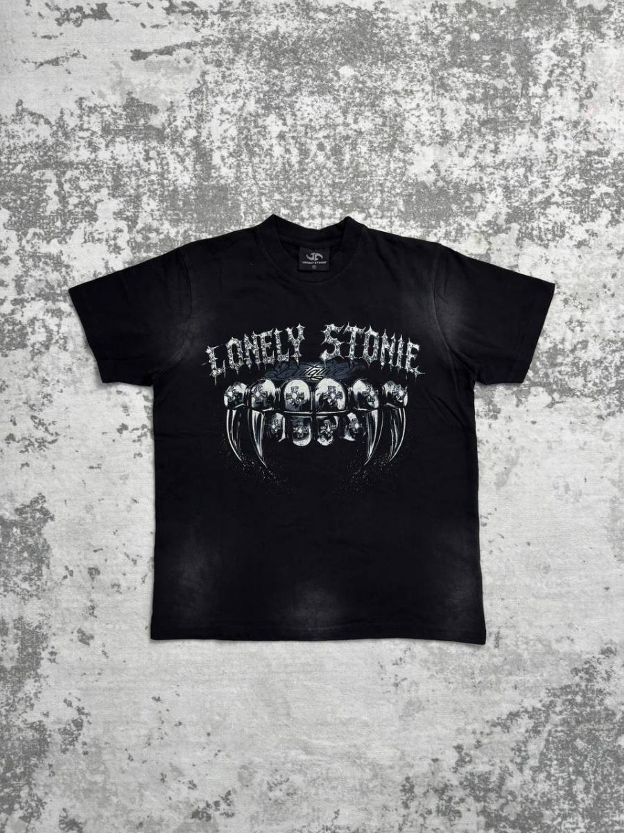 SMILEY Washed Black Tee - 1