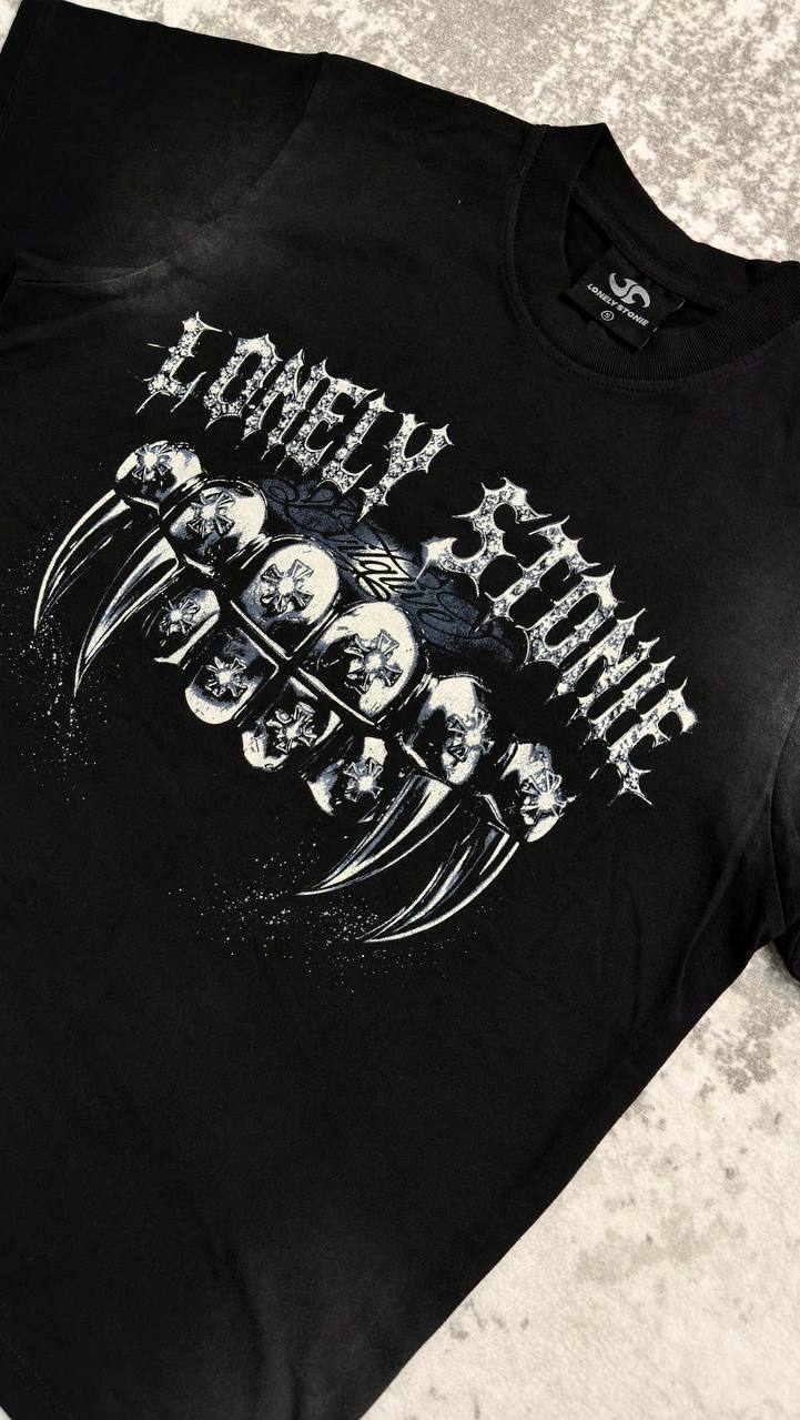 SMILEY Washed Black Tee - 2