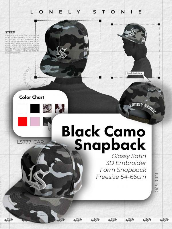 LS SNAPBACK - BLACK CAMO