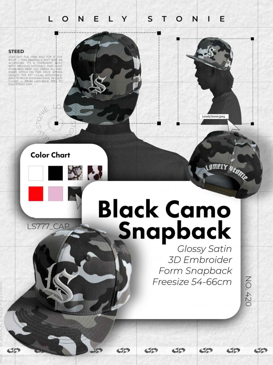 LS SNAPBACK - BLACK CAMO - 1