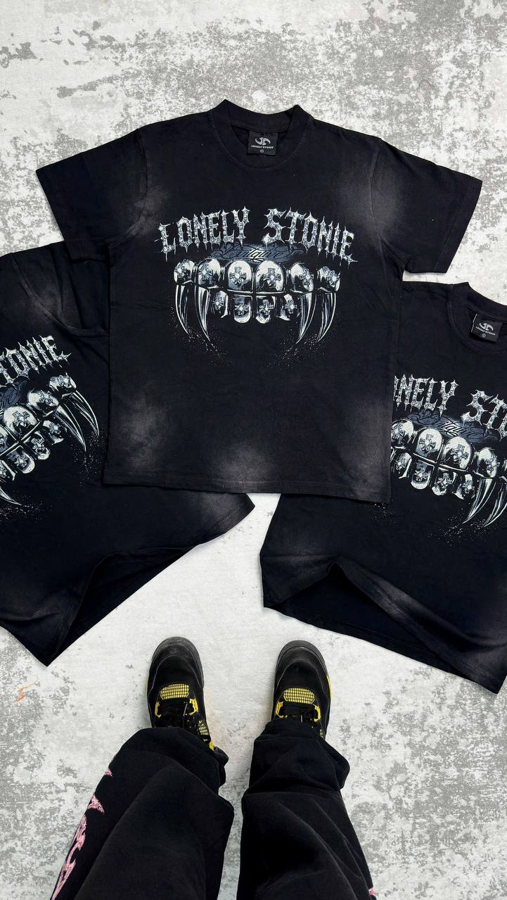 SMILEY Washed Black Tee - 3